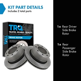 TRQ Rear Brake Rotors Set Solid Compatible with 2009-2010 Dodge Ram 2500 Ram 3500 2012 Ram 1500 2011-2022 2500 3500