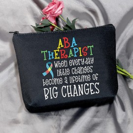 MEIKIUP ABA Therapist Gift ABA Therapist Makeup Bag Mental Illness Awareness Gift Therapy Mental Health Gifts (ABA Therapist bag)