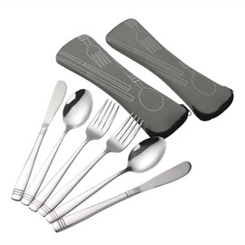 DynkoNA 6-Piece Camping Utensils Set for 2, Stainless Steel Cutlery Flatware Sets