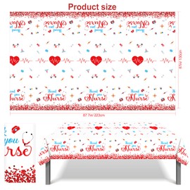 3 Pack Nurse Appreciation Week Tablecloth, Thank You Nurse Table Cover for Happy National Nursing Day Party,Plastic Rectangular Waterproof Tablecloth for RN Graduation Party Decoration,87×51 Inch