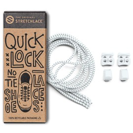 THE ORIGINAL STRETCHLACE Quick Lock No Tie Shoelaces, White, One Size