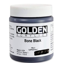 Golden Heavy Body Acrylic - Bone Black - 4 oz Jar