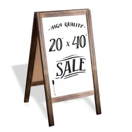 Ilyapa Wooden A-Frame Whiteboard Sign - 40 x 20 inch Magnetic Dry Erase Sidewalk Menu Board - Sturdy Freestanding Rustic Barnwood Sandwich Sign Board Menu Display for Restaurant, Business, Trade Show