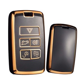 HIBEYO HIBEYO Silikon Autoschlssel Hlle passt fr Land Rover Range Rover Sport Evoque Velar Schlsselhlle Schutzhlle fr Freelander2 Discovery 5 fr Jaguar XE XF XJ F-Pace fernbedienungen-Gold Schwarz