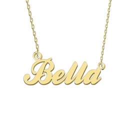 GR35Z9 Bella Name Necklace for Women Gold Nameplated Pendant Stainless Steel Jewelry