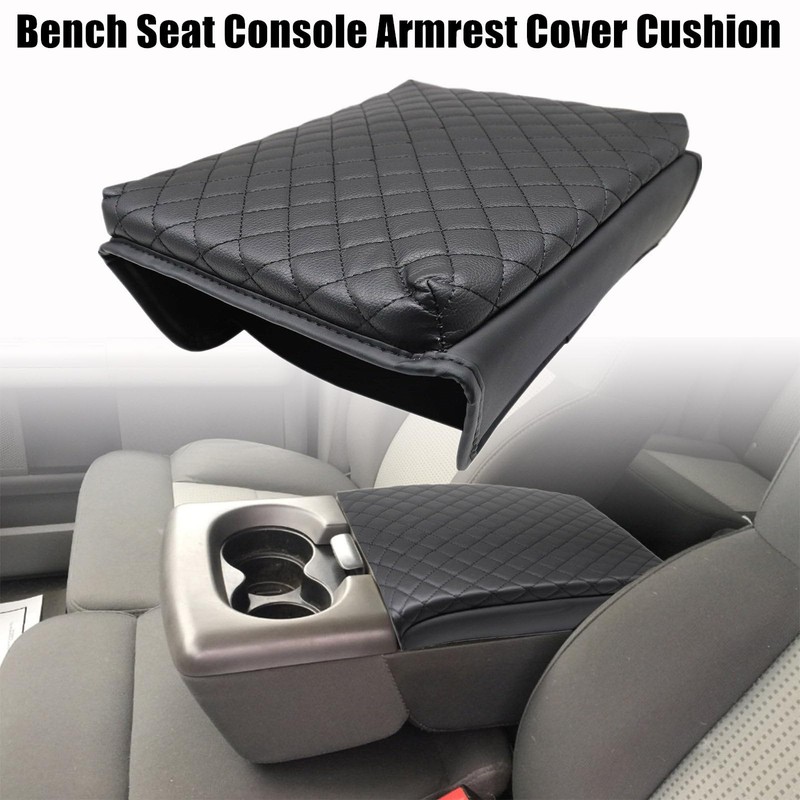 GXARTS Leather Center Console Armrest Cover Cushion Pad Black Compatible