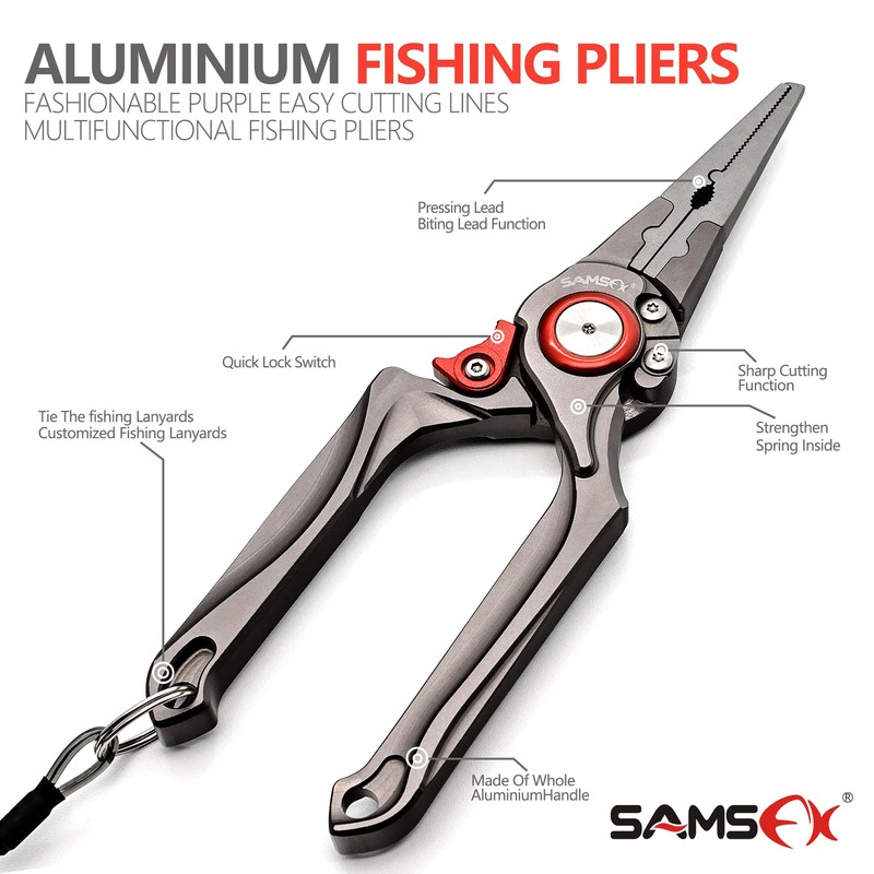 SAMSFX Fishing Pliers, Muti-Function Fly Fishing Tools, 8" Saltwater Resistant