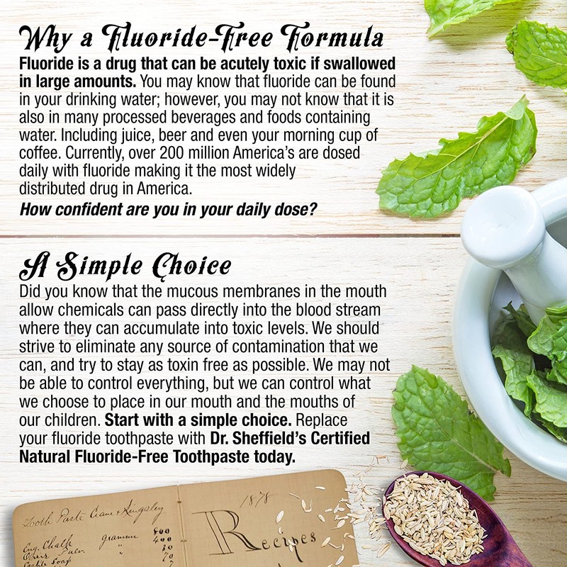 Dr. Sheffield’s Certified Natural Toothpaste (Wintergreen) - Great Tasting, Fluoride