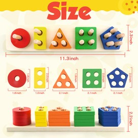 Montessori Toys for 1 2 3 Year Old Girls Boys, Wooden Sensory Toys for 1-3 Year Old Birthday Gifts, Education Toddler Puzzles Toddler Easter Basket Stuffers Learning Toy Activities Puzzles Ages 1-3