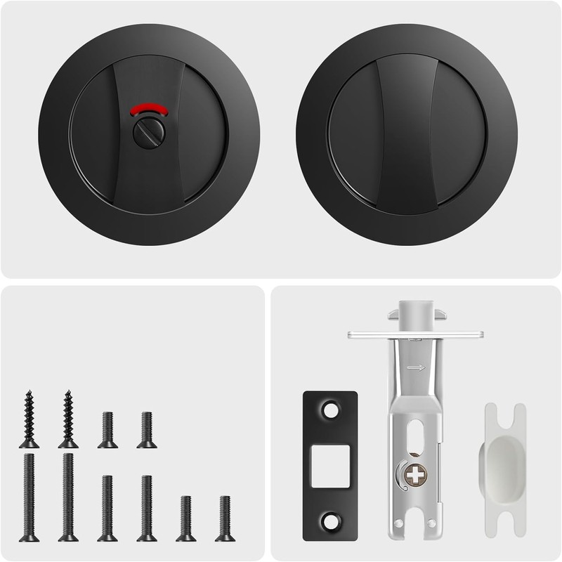 SANGRENSHEN Sliding Door Lock Pocket Door Indicator Lock Flush Handles