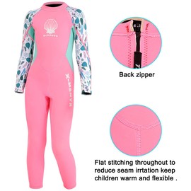 Kids Wetsuit Full Suits Shorty Suits Girls 2.5mm Neoprene Swimsuit UV Protection Keep Warm Long Sleeve Wetsuits for Swimming Diving Scuba XL Size M556-XL