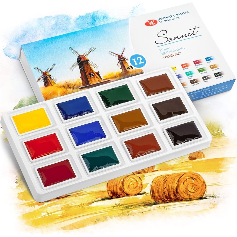 Sonnet Watercolour Paint Set, 12 Watercolour Paints for Exterior Painting,