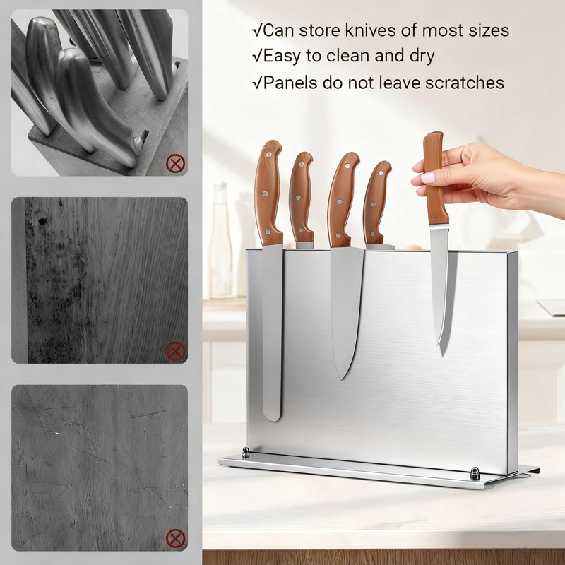 Kirumie Magnetic Knife Holder, Stainless Steel Magnetic Knife Block with