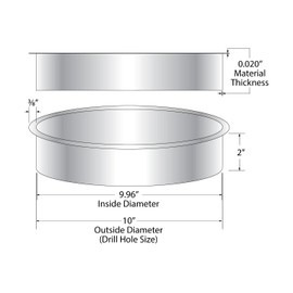 Outwater 10" (Nominal) Diameter x 2" Height 304 Stainless Steel Trash Grommets for Countertop Inserted Trash Chutes