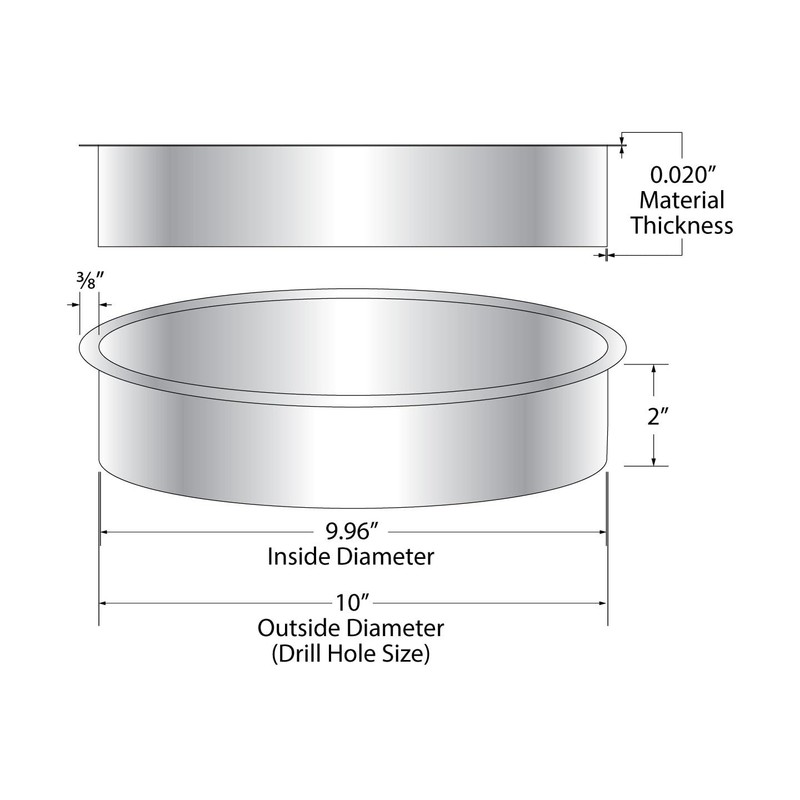 Outwater 10" (Nominal) Diameter x 2" Height 304 Stainless Steel