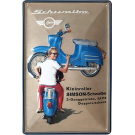 30 x 20 cm Retro Tin Sign Suitable for Simson Moped, Motorcycle Fans, Decorative Workshop, Garage Sign, Embossed Sheet Steel