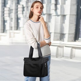 DEEVORCA Fashion Women's Shoulder Bag Simple Casual Travel Messenger Bag Multi Pocket Women Crossbody Tote Bag Work Shopping Dating Multifunctional Large Nylon Handbag Black