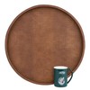 HofferRuffer Round Serving Tray 20'', Elegant Faux Leather Circle Ottoman