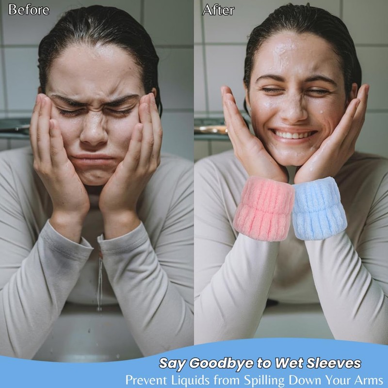 AHLPO Spa Wrist Wash Band 2 Pairs - Absorbent Sweatband