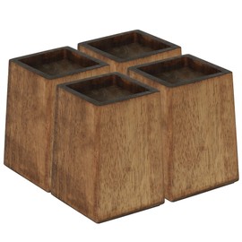 TQVAI Wood Bed Risers - Supports up to 2200 lbs - Heavy Duty Furniture Risers for Sofa Desk Couch Table, 4 Pack Bed Frame Legs Support with Non-Slip Rubber Pad, 3.5" H(Inner 3" H) - Retro Brown