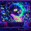 Invoibler Blacklight Skull Tapestry UV Reactive Fantasy Skeleton Tapestries Glow