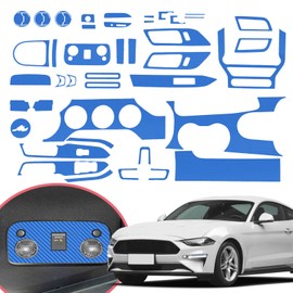 YAMUDA Compatible with 48PCS Decorative Interior Protection Carbon Fiber Sticker for Ford Mustang 2015 2016 2017 2018 2019 2020 2021 (Blue)