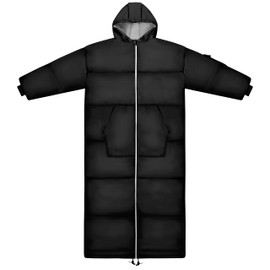 Thermotuff Wearable Sleeping Bag with Dual Hoodie, Long Sleeves, Pockets & Adjustable Drawstring - Ideal for Camping, Cold Weather Hiking, and Stadium Sak Blanket, (L-XL)