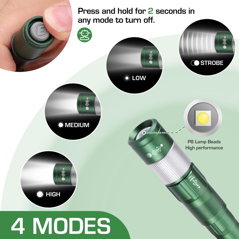 EverBrite Pen Light, Rechargeable Pen Flashlights, 300 Lumens Zoomable LED