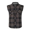 Mens Casual Flannel Plaid snap Shirt Sleeveless with Pocket (blkgrey2,2XL)