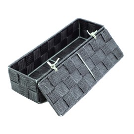 wm Homebase Woven Storage Basket Polypropylene Bathroom Basket with Lid Rectangular in Grey 26 x 8.5 x 6 cm