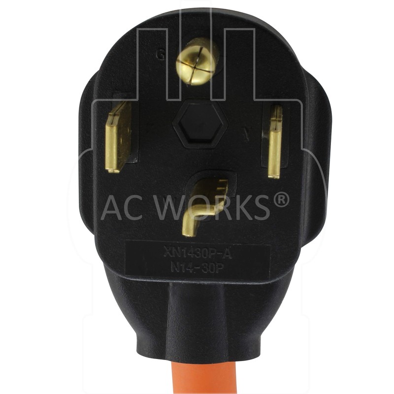AC WORKS 30 Amp 4-Prong Dryer Wall Outlet Adapter (To