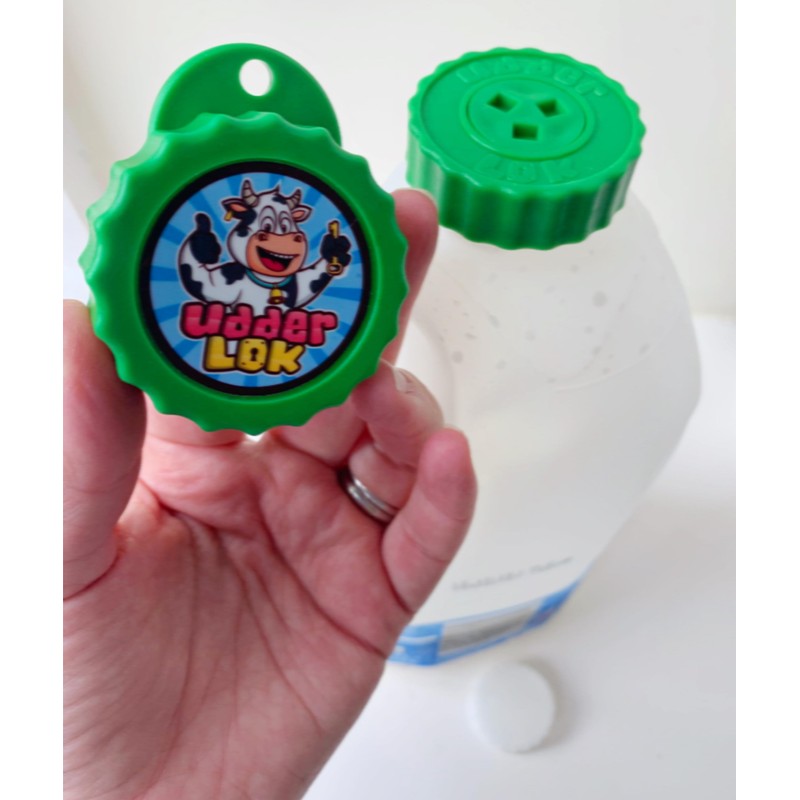 UdderLok- The Original Milk Bottle Lock - Green Squares