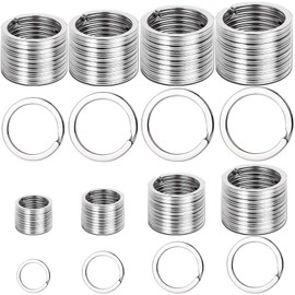 LEOBRO Double Ring, Flat Keyring, 80 Piece Set, Keychain, Double Ring, Key Chain, Metal Clasp, Parts, Key Ring, Outer Diameter: 0.6 inches (15 mm), 0.8 inches (20 mm), 1.0 inches (25 mm), 1.1 inches (28 mm), 1.2 inches (30 mm), 1.3 inches (33 mm), 10 Pie