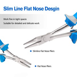 SPEEDWOX Slimline Flat Nose Pliers 6" Long Reach Non-Slip Handles Jewelry Making Pliers for Hard to Reach Places