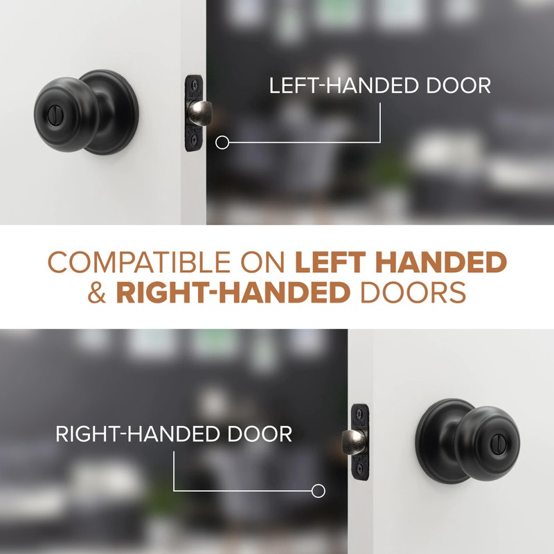 Copper Creek Black Door Knobs - Round Colonial Knob, 2