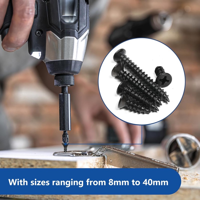 Black Self Tapping Screws for Wood,100pcs M3 x 8mm 304