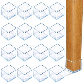 ZKGYUS Pack of 16 Protective Caps for Chair Legs, Chair Leg Caps, Transparent Protection for Chair Legs, Chair Leg Caps for Hardwood Floors (25 x 25 mm)