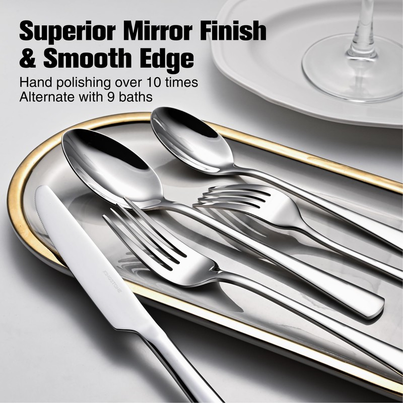 KINGSTONE Silverware Set for 8, 40-Piece Forged 18/10 Stainless Steel