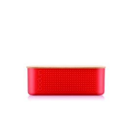 Bodum Bistro 11740-04 Small Lunch Box with Bamboo Lid 19 cm x 29 cm x 11 cm Red