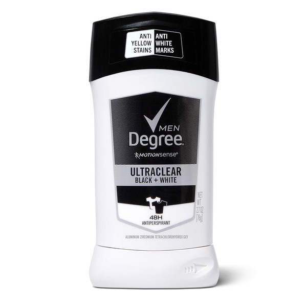 Degree Men UltraClear Antiperspirant Deodorant 72-Hour Sweat and Odor Protection Black + White Antiperspirant For Men With MotionSense Technology 2.7 oz