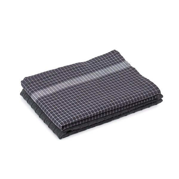 Amago - 100 Percent Cotton Jacquard Tea Towels (Pack of 2), 50 x 70 cm - Grey/White