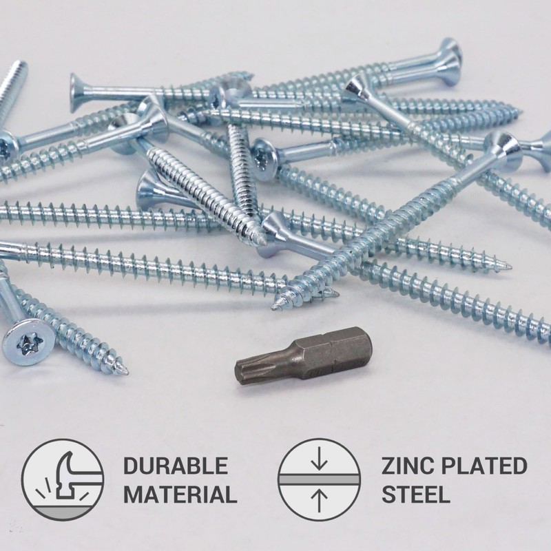 SKIR'CO Pack of 20 Galvanised Steel Wood Screws 5.0 x