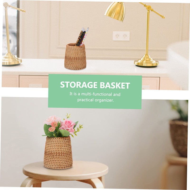 NOLITOY 1pc Woven Pen Holder Organizer Creative Sundries Storage Basket