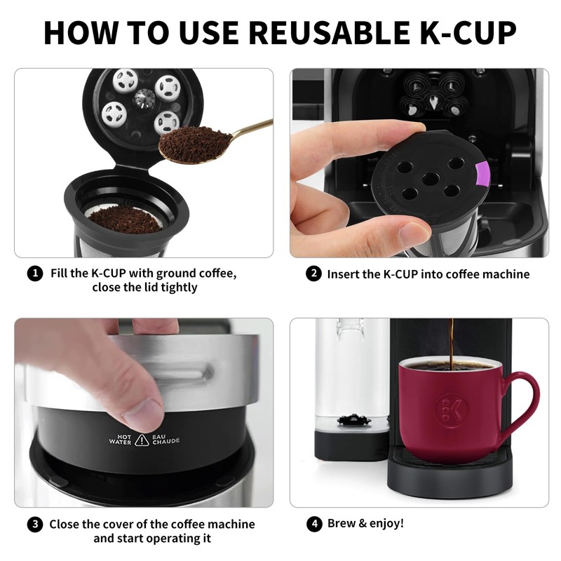 Reusable K Cups for Keurig, 4-Pack Universal K CUP Refillable