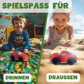 BIOPLAY® Red Racing Car, Organic Plastic, Sustainable Toy from 18 Months for Boys and Girls, Indoor and Outdoor Use