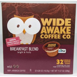 Wide Awake Coffee Single Serve Coffee Pods (32 Count, Breakfast Blend)