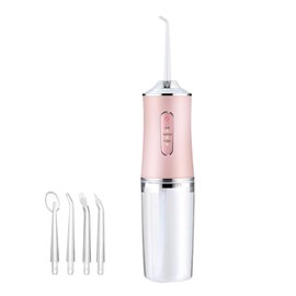 Electric Dental Irrigator With 4 Nozzles Home Portable Water Oral Flosser Teeth Cleaning Tool Pink