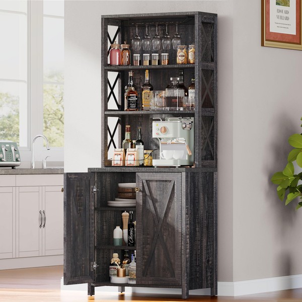 DWVO 67" Tall Wine Bar Cabinet for Liquor and Glasses,
