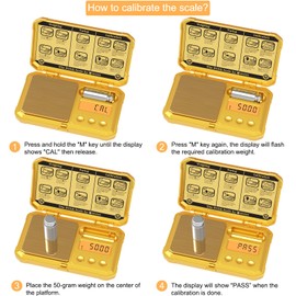 MAXUS Steampunk Digital Scale 200g x 0.01g Precision with 50g Calibration Weight. Golden, Skull-Embossed, Backlit LCD, Stainless Steel Platform for Food or Items