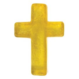 47th & Main Decorative Glass Cross Paperweight Decor for Coffee Table, 4" W x 5.5" H x 1" D, Gold